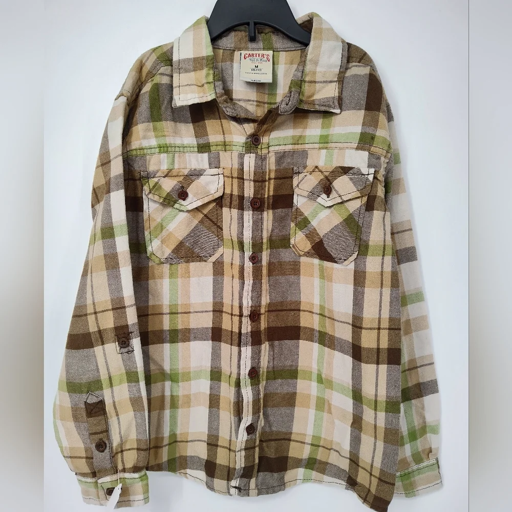 Carter's Watch The Wear Plaid Flannel Button-Down Shirt Boys Medium